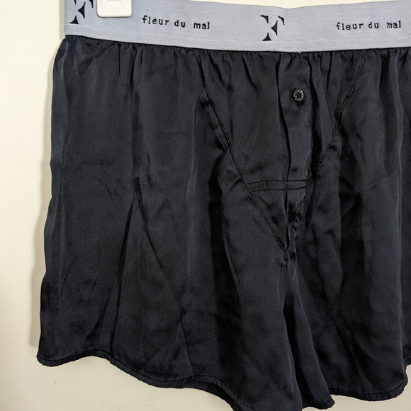 Fleur Du Mal Unisex Washable Silk Boxers in Black, Size Medium - Picture 8 of 11